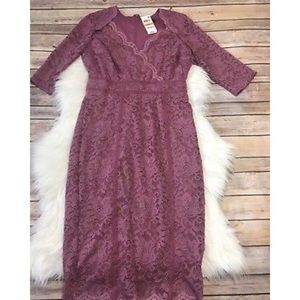 Thalia Sodi Lace Sheath Dress Pink Dusty Rose